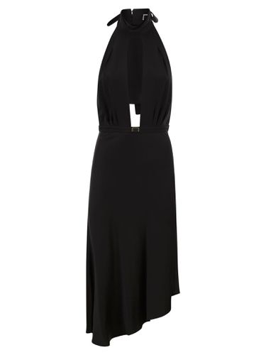 Satin Midi Dress With Asymmetric Skirt - Elisabetta Franchi - Modalova