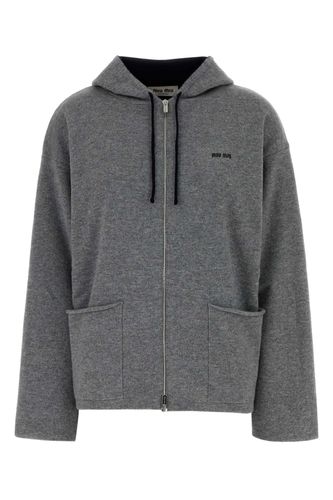Dark Grey Cashmere Sweatshirt - Miu Miu - Modalova