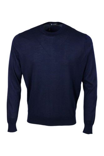 Light Crew Neck Long Sleeve Sweater In Fine 100% Cashmere And Silk With Special Processing On The Profile Of The Neck - Colombo - Modalova