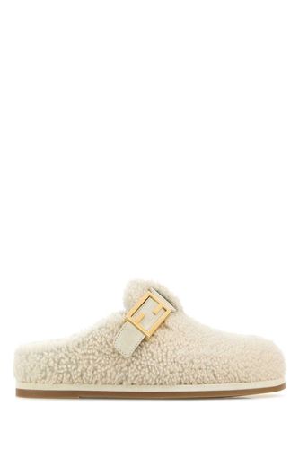 Ivory Shearling Boston Slippers - Fendi - Modalova