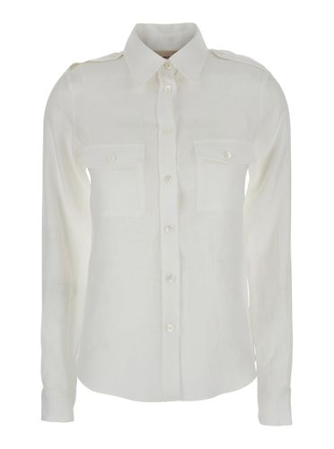 Shirt With Pointed Collar And Patch Pockets On The Chest In Linen Woman - SEMICOUTURE - Modalova