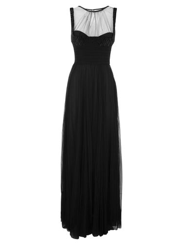 Red Carpet Dress With Embroidered Velvet Bodice - Elisabetta Franchi - Modalova