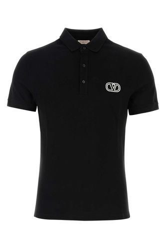 Black Piquet Polo Shirt - Valentino Garavani - Modalova