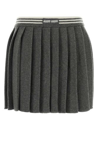 Dark Grey Cashmere Blend Mini Skirt - Miu Miu - Modalova