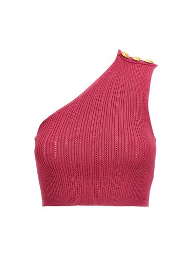 One Shoulder Ribbed Knit Top - Balmain - Modalova