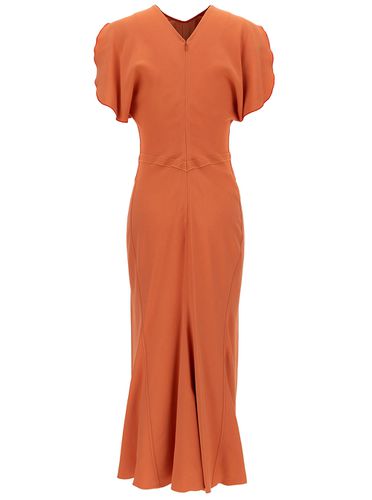 Midi Dress With Gathered Waist In Viscose Blend Woman - Victoria Beckham - Modalova