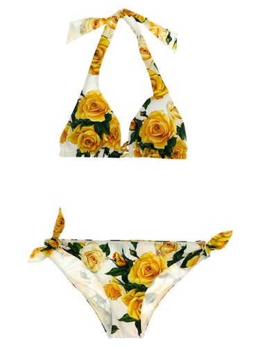 Triangle Bikini With Yellow Rose Print - Dolce & Gabbana - Modalova