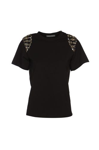 Rhinestone Embellished Round Neck T-shirt - Alberta Ferretti - Modalova