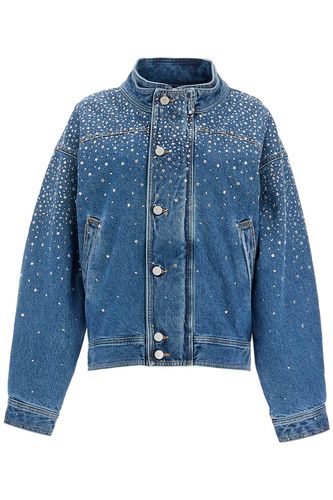 Denim Bomber Jacket With Rhin - Alessandra Rich - Modalova