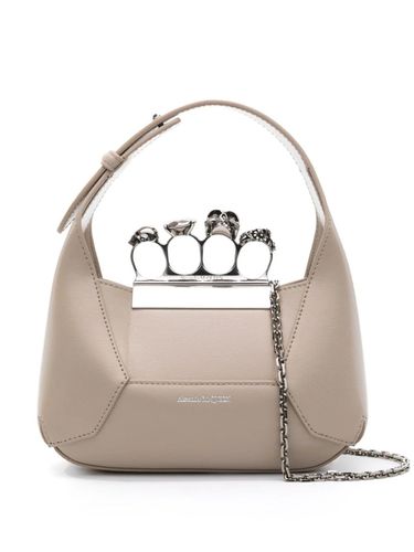 The Jewelled Hobo Mini Bag In Beige And Silver - Alexander McQueen - Modalova