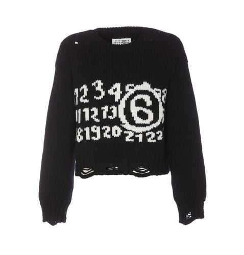 Logo Detailed Distressed Jumper - MM6 Maison Margiela - Modalova