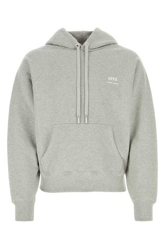 Melange Grey Stretch Cotton Sweatshirt - Ami Alexandre Mattiussi - Modalova