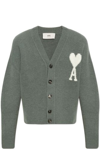 Paris Ami De Coeur Logo Intarsia-knit V-neck Cardigan - Ami Alexandre Mattiussi - Modalova