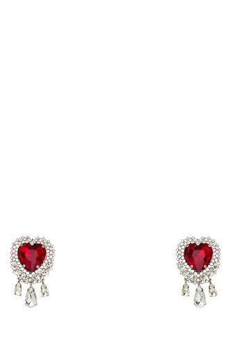 Embellished Metal Heart Earrings - Alessandra Rich - Modalova