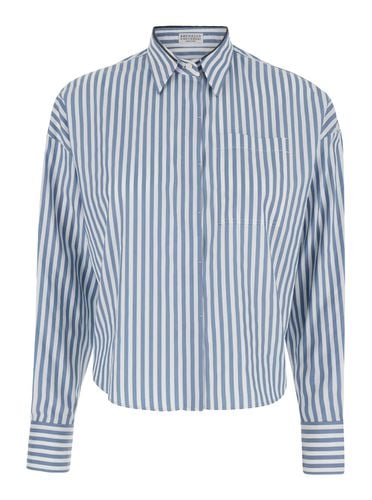 And Light Blue Striped Shirt - Brunello Cucinelli - Modalova