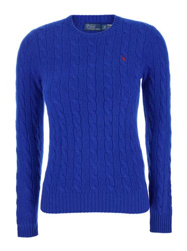 Julianna Blue Cable Knit Sweater With Logo On The Front In Wool Woman - Ralph Lauren - Modalova