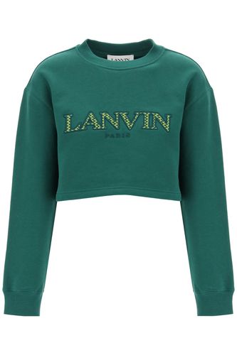 Cropped Sweatshirt With Embroidered Logo Patch - Lanvin - Modalova