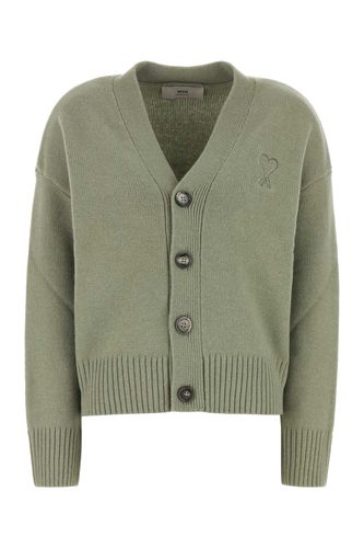 Sage Green Wool Blend Cardigan - Ami Alexandre Mattiussi - Modalova