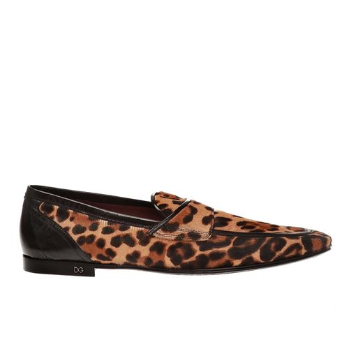 Leopard Print Pony Hair Loafers - Dolce & Gabbana - Modalova