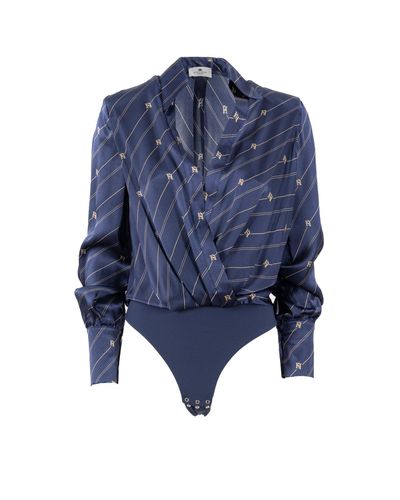 Bodysuit-style Printed Georgette Blouse - Elisabetta Franchi - Modalova