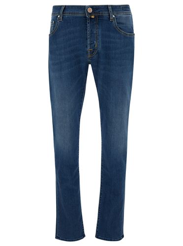 Slim Low Waisted Jeans With Patch In Cotton Denim Man - Jacob Cohen - Modalova
