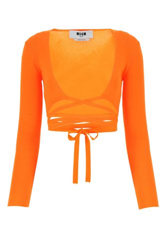 Orange Stretch Polyester Blend Cardigan - MSGM - Modalova