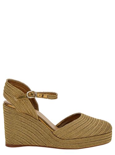 Carolyn Gold Wedge With Ankle Strap In Metallic Rafia Woman - Castañer - Modalova