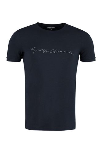 Logo Print Crewneck T-shirt - Giorgio Armani - Modalova