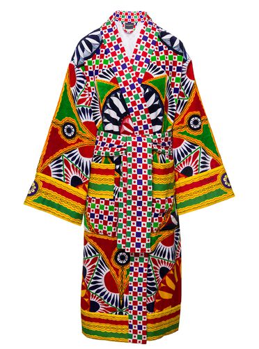 Kimono Bathrobe With All-over Carretto Siciliano Print In Cotton - Dolce & Gabbana - Modalova