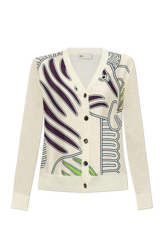 Zebra Printed V-neck Cardigan - Tory Burch - Modalova