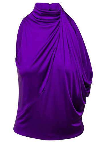 Purple Halterneck Top With Diagonal Cut-out In Viscose Woman - Versace - Modalova