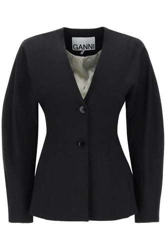 Shaped Jacket With Curved Sleeves - Ganni - Modalova