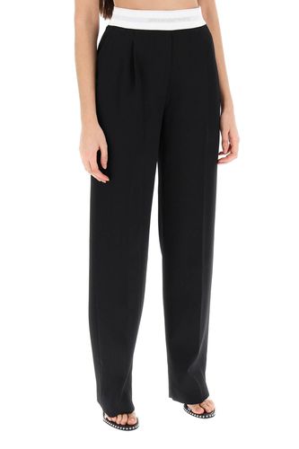 Straight-cut Pants With Contrasting Logo Band - Alexander Wang - Modalova