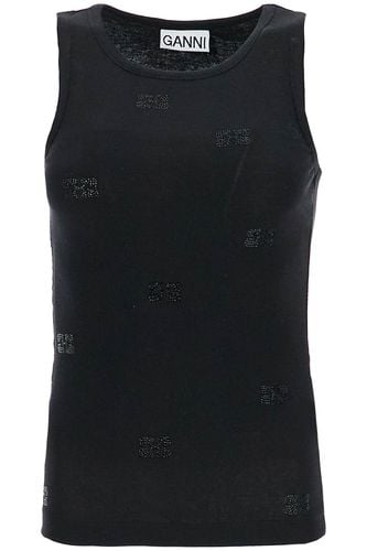 Ganni Tank Top In Black Cotton - Ganni - Modalova