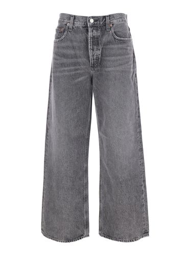 Grey Jeans With Low Waist And Wide Leg In Denim Woman - AGOLDE - Modalova