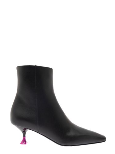 Ankle Boots With Zip And Contrasting Heel In Leather Woman - 3JUIN - Modalova