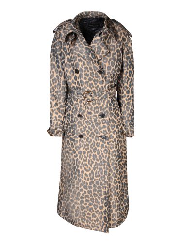 Beige Black Leopard Taffeta Trench - Roberto Cavalli - Modalova