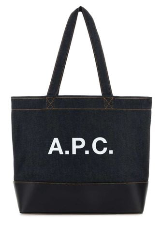 A. P.C. Blue Denim And Leather Axel Shopping Bag - A.P.C. - Modalova