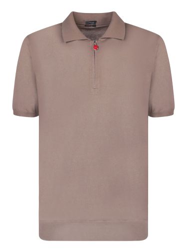 Iconic Mid Zip Taupe Polo Shirt - Kiton - Modalova