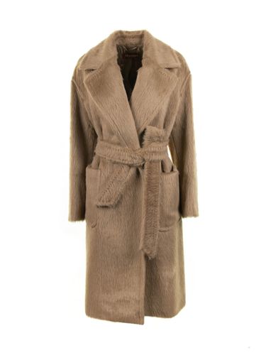 Long Coat In Alpaca And Wool Blend With Belt - Max Mara Studio - Modalova