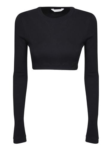 Crewneck Long-sleeved Cropped Top - Palm Angels - Modalova