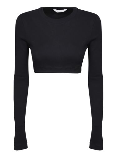 Crewneck Long-sleeved Cropped Top - Palm Angels - Modalova