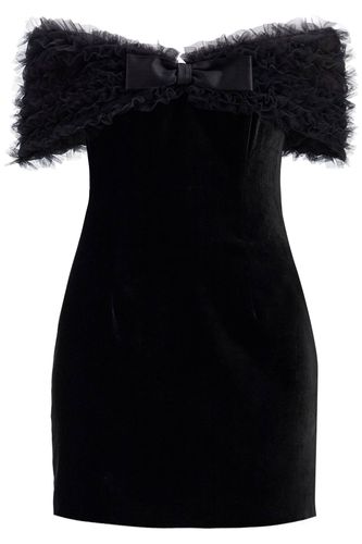 Velvet Off-shoulder Mini Dress - Alessandra Rich - Modalova