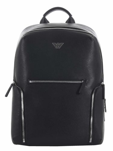 Logo Plaque Zipped Backpack - Emporio Armani - Modalova