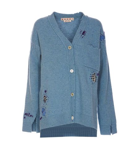 Logo Cardigan With Mending Patches - Marni - Modalova