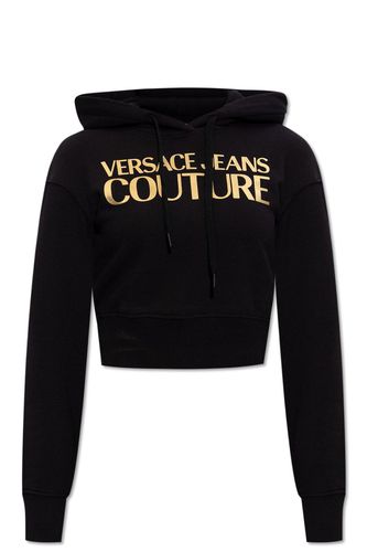 Logo Print Cropped Hoodie - Versace Jeans Couture - Modalova