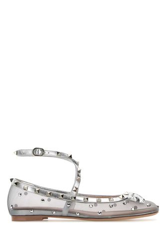 Silver Mesh Rockstud Ballerinas - Valentino Garavani - Modalova