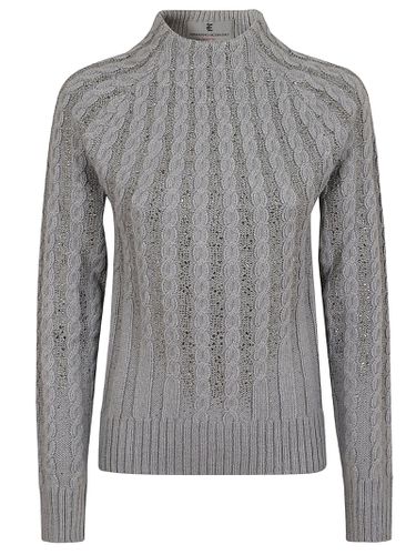 Grey High-neck Sweater With Crystals - Ermanno Scervino - Modalova