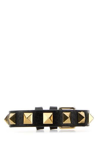 Black Leather Rockstud Bracelet - Valentino Garavani - Modalova