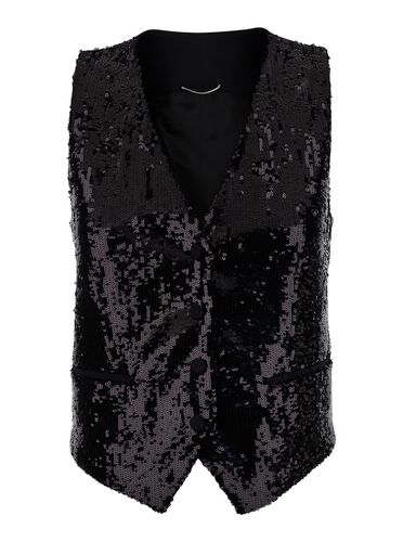 Sleeveless Vest With Sequin Embellishments On The Front In Tech Fabric Woman - PT Torino - Modalova